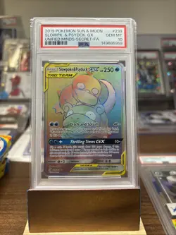 2019 POKEMON SUN & MOON UNIFIED MINDS #239 FULL ART/SLOWPOKE & PSYDUCK GX PSA 10 - Image 1