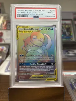 2019 POKEMON SUN & MOON UNIFIED MINDS #239 FULL ART/SLOWPOKE & PSYDUCK GX PSA 10 - Image 2