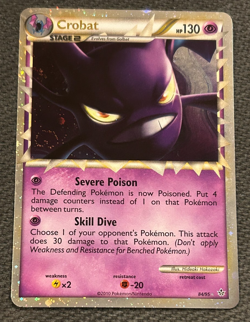 Pokemon Crobat Prime HGSS Unleashed #84/95 w/Holo Swirl! - NM - Image 1