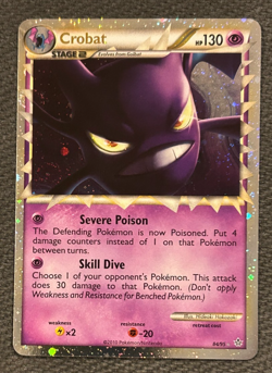 Pokemon Crobat Prime HGSS Unleashed #84/95 w/Holo Swirl! - NM - Image 2