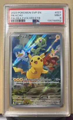 Pokemon Pikachu TCG Scarlet & Violet Paldea Evolved, ETB Promo PSA 9 - Image 1