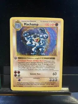 Pokemon Card Machamp Base Set 8/102 Holo Rare SHADOWLESS 310💎NM💎 - Image 1