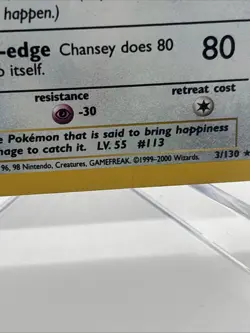Pokemon TCG Base Set 2 Chansey Holo Card 3/130 Vintage - Image 2