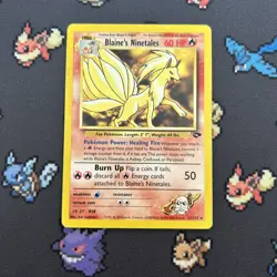 Blaine’s Ninetales 21/132 MP -Vintage Rare Pokemon Card- Gym Challenge (8q) - Image 1