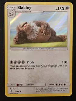 Slaking 18/18 Detective Pikachu Holo Rare Pokemon Trading Card Game 2019 NM - Image 1