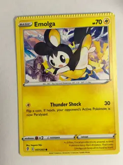 Pokemon Card Evolving Skies Crimp Error Emolga 057/203 Near Mint - Image 1