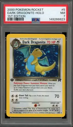 Pokemon Dark Dragonite Team Rocket 1st Edition Holo Rare #5 PSA 7 - Image 1
