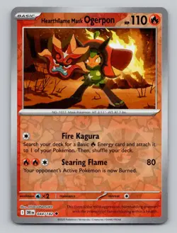 Reverse Holo Hearthflame Mask Ogerpon 044/182 Uncommon Destined Rivals Pokemon - Image 1