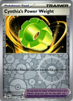 Cynthia's Power Weight Reverse Holo SV10: Destined Rivals 162/182 NM Pokemon - Image 1