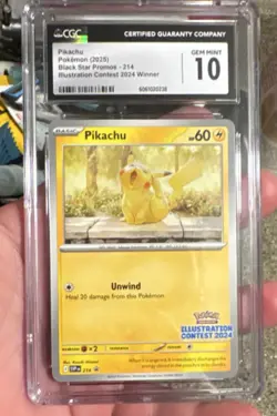 Pokemon Pikachu 214 CGC Gem Mint 10 Illustration Contest Promo Regular - Image 1