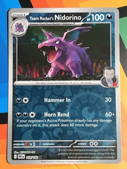 Pokemon Destined Rivals Reverse Holo 118/182 Team Rocket's Nidorino NM - Image 1