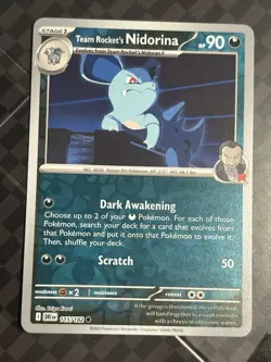 Pokemon Destined Rivals Reverse Holo 115/182 Team Rocket's Nidorina NM - Image 1
