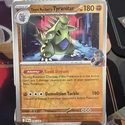 Pokemon Team Rocket's Tyranitar 096/182 Sv10 Destined Rivals Rare Reverse Holo - Image 1