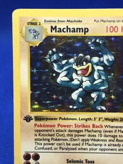 1x Pokemon 1st Edition Shadowless Machamp 8/102 BASE SET Pokemon WOTC MP - Image 2
