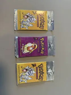Pokemon Base Set 2 Booster Packs Lot of 3 packs Wizards of the Coast 1999-2000 - Image 1