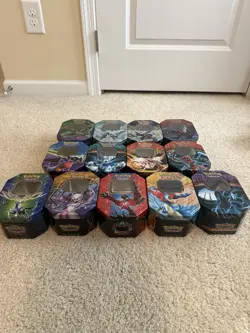 13 Empty Pokemon Tins From Various Sets - Image 3