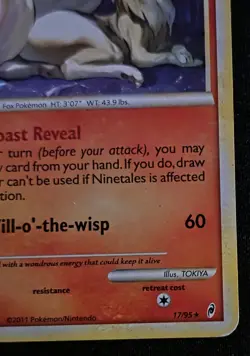 Pokemon Ninetales Holo Rare 17/95 Call of Legends 90 HP Stage 1 2011 MP - Image 4