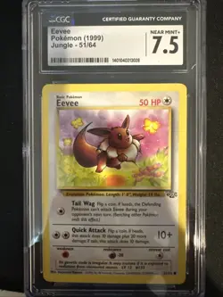 Pokemon Eevee CGC 7.5 Near MINT Jungle 51/64 (1999) - Image 1