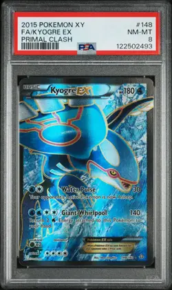 2015 POKEMON XY PRIMAL CLASH #148 FULL ART/KYOGRE EX PSA 8 - Image 1