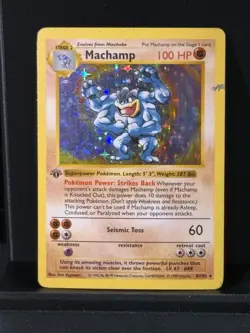 Pokemon Machamp 1st Edition Holo Rare Shadowless Deck Exclusives 8/102 WOTC 1999 - Image 1