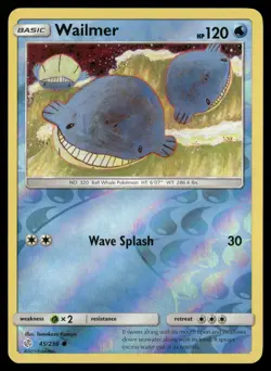 Wailmer 45/236 Common Cosmic Eclipse Pokemon Reverse Holo Near Mint - Image 1