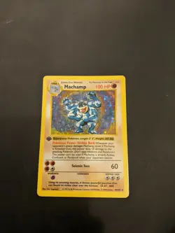 1ST EDITION SHADOWLESS Machamp 8/102 Holo Rare Base Set Pokemon Card first - Image 1
