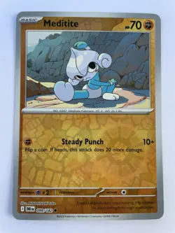 Meditite 099/182: Destined Rivals Reverse Holo Card NM+ Condition - Image 1