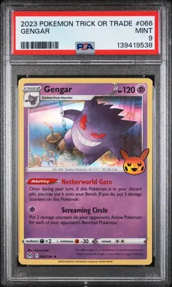 2023 Pokemon TCG Trick or Trade #66 Gengar PSA 9 MINT Stamped - Image 2