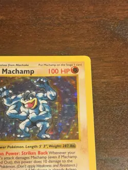 Pokemon MACHAMP 1st Edition HOLO and SHADOWLESS 8/102 RARE Vintage 1999 - Image 3