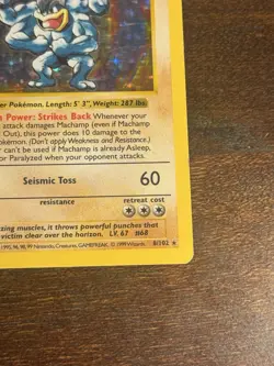 Pokemon MACHAMP 1st Edition HOLO and SHADOWLESS 8/102 RARE Vintage 1999 - Image 4