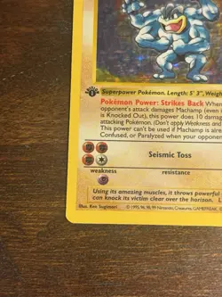 Pokemon MACHAMP 1st Edition HOLO and SHADOWLESS 8/102 RARE Vintage 1999 - Image 5