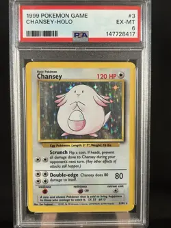 1999 POKEMON BASE SET UNLIMITED #3 CHANSEY-HOLO PSA 6 - Image 1