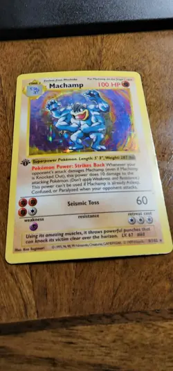Pokemon TCG Machamp Base Set 8/102 Holo 1st Edition Holo Rare Shadowless - Image 3