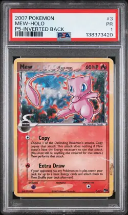2007 POKEMON POP SER 5 INVERTED BACK #3 MEW-HOLO PSA 1 - Image 1