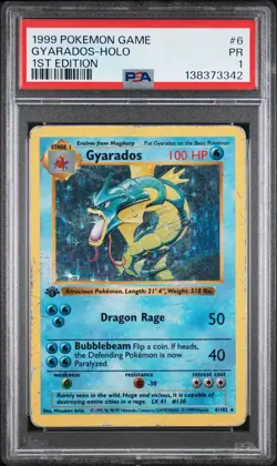 1999 POKEMON BASE SET 1ST EDITION #6 GYARADOS-HOLO PSA 1 - Image 1