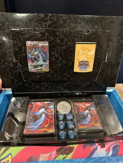 Pokemon TCG Mega Charizard X UPC Box + Promos + Accessories (No Packs) - Image 1