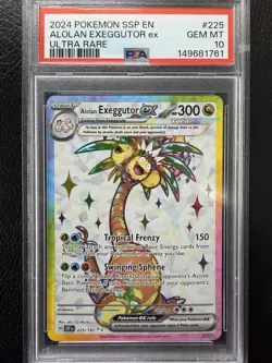 2024 Pokemon Surging Sparks Alolan Exeggutor ex Ultra Rare #225 PSA 10 - Image 1