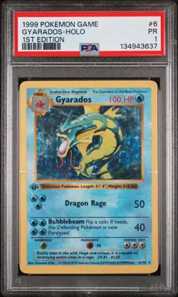 1999 POKEMON BASE SET 1ST EDITION #6 GYARADOS-HOLO PSA 1 - Image 1