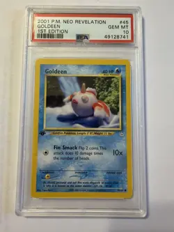 Pokemon Card 1st Edition Goldeen PSA 10 Yuka Morii Neo Revelation WOTC 2001 clay - Image 1