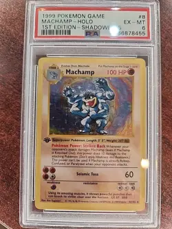 Machamp Shadowless Base Set Holo Pokemon Card WOTC EX - Mint PSA 6 - Image 1