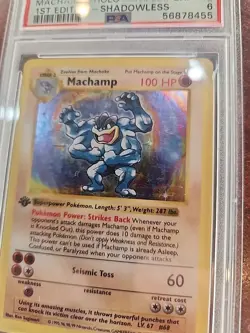 Machamp Shadowless Base Set Holo Pokemon Card WOTC EX - Mint PSA 6 - Image 4