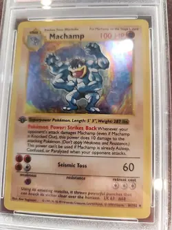 Machamp Shadowless Base Set Holo Pokemon Card WOTC EX - Mint PSA 6 - Image 5