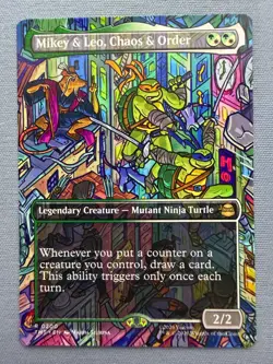 Mikey & Leo, Chaos & Order (Borderless) Teenage Mutant Ninja Turtles MTG #200 NM - Image 1