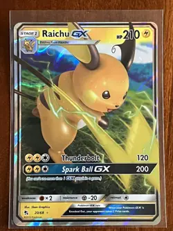 Raichu GX - 20/68 - Pokemon Hidden Fates Sun & Moon Ultra Rare Card NM - Image 1