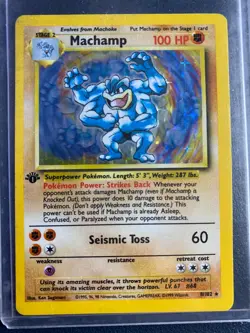 Pokemon TCG Machamp Base Set 8/102 Holo 1st Edition Holo Rare Mint - Image 1