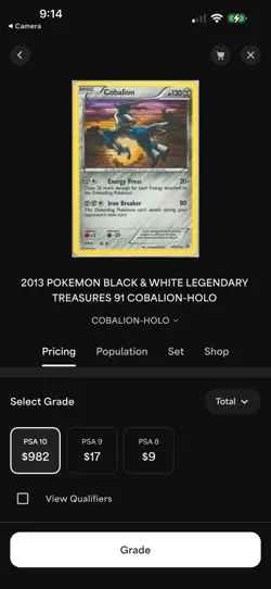 2013 POKEMON B & W LEGENDARY TREASURES COBALION HOLO 91/113 PSA 10 GEM MT🔥POP 8 - Image 5