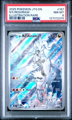 2025 Pokemon S&V Journey Together N'S Reshiram Illustration Rare PSA 8 #167/159 - Image 1