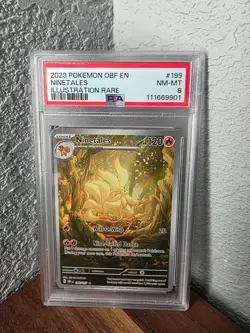 2023 POKEMON OBF EN-OBSIDIAN FLAMES ILLUSTRATION RARE #199 NINETALES PSA 8 - Image 1