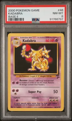 2000 Pokemon Game Base Ii #46 Kadabra Base Ii PSA 8 - Image 1