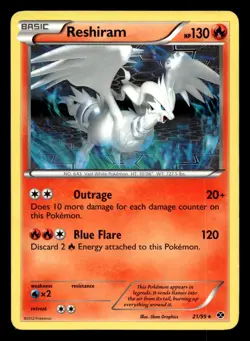 Reshiram 21/99 Rare Next Destinies Pokemon MP - Image 1